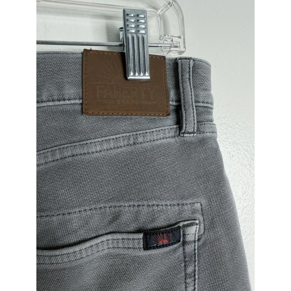 Faherty Mens Stretch Terry 5 Pocket Jean Slate Wash Gray 34 x 30 Preppy Casual
